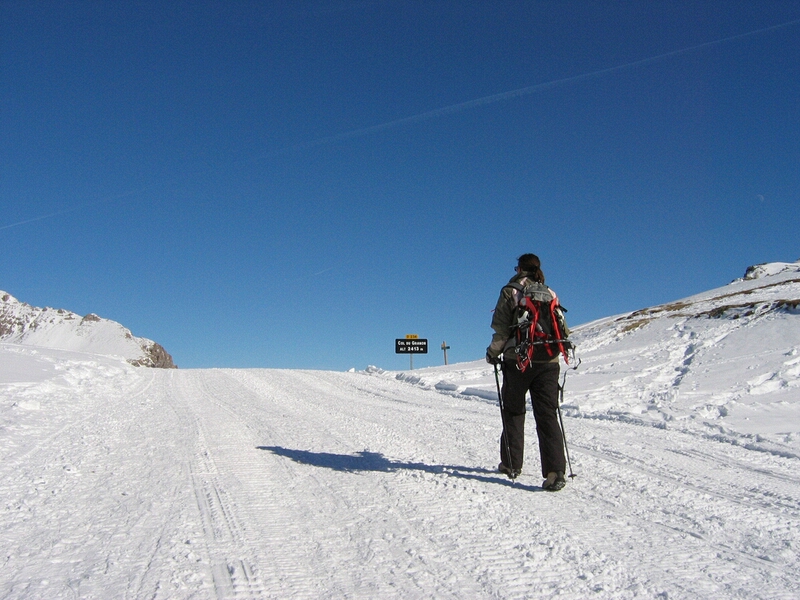 Steph arrive au col du Granon