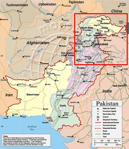 carte du Pakistan